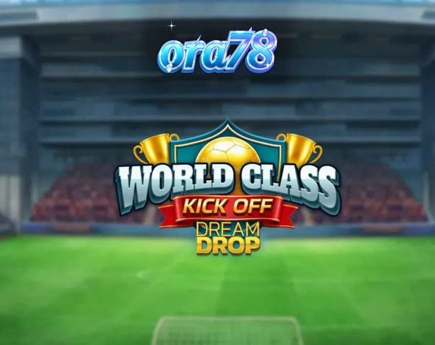 Tampilan antarmuka slot World Class Kick Off Dream Drop dengan tema sepak bola retro